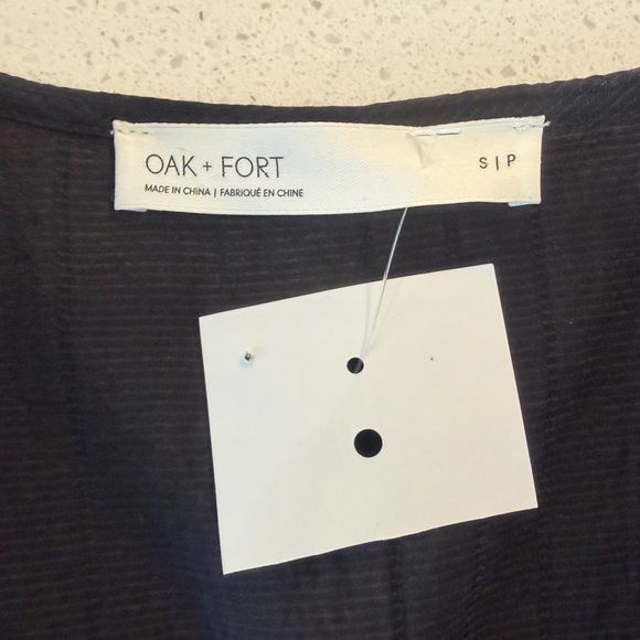 OAK + FORT Black Puff Sleeve Tie-Front Babydoll Mini Dress NWT! - Picture 15 of 16